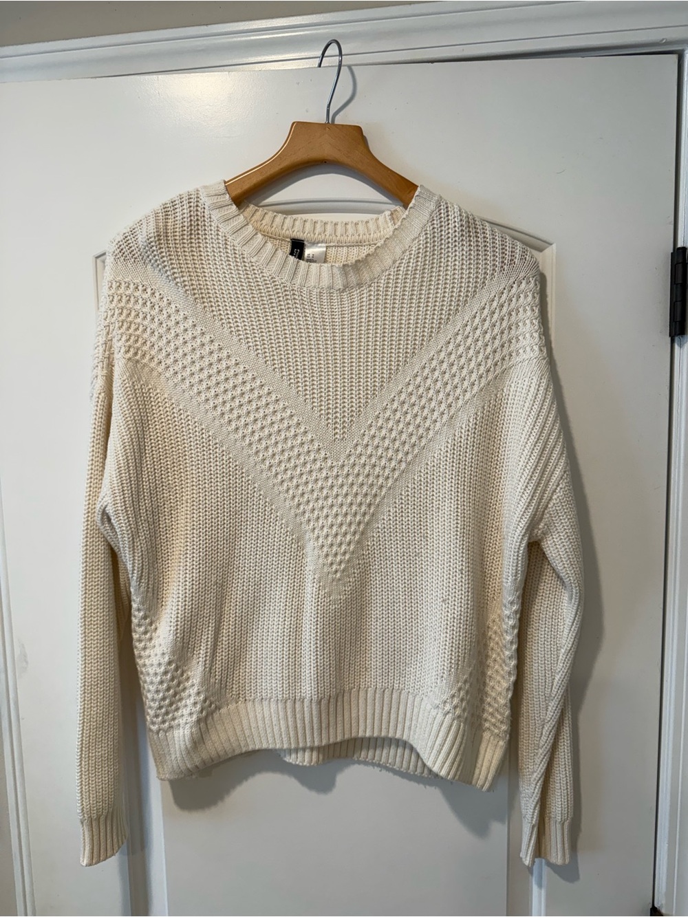 Divided Cream Textured Crew Sweater